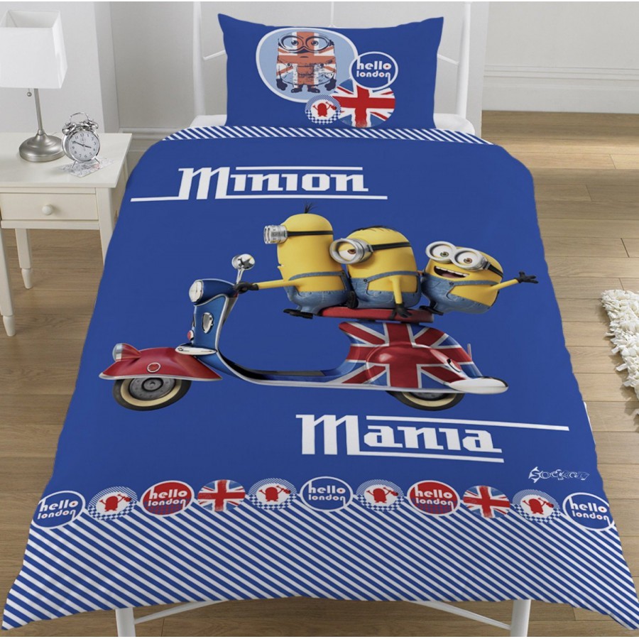 Minions Mania London Scooter Duvet Cover Single Bed Set 137x198 Minions Mania London Scooter Duvet Cover Single Bed Set 137x198 Cotton Original