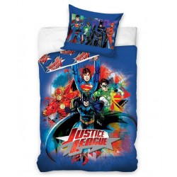 Set Letto Cotone JUSTICE LEAGUE Eroi Dc Comics COPRIPIUMINO 140x200cm Superman Batman Flash ORIGINALE