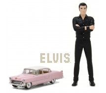 BOX Figura ELVIS PRESLEY 12cm con Modellino CADILLAC FLEETWOOD 1955 Scala 1/64 DieCast Greenlight