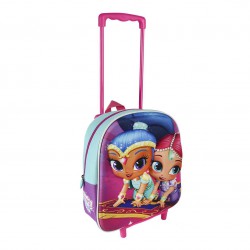 SHIMMER AND SHINE Zaino con TROLLEY Baby Disegno 3D 31x25x10cm Asilo Scuola ORIGINALE