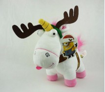 Plush 25cm FLUFFY UNICORN Dressed as REINDEER Christmas ORIGINAL Despicable Me Minions