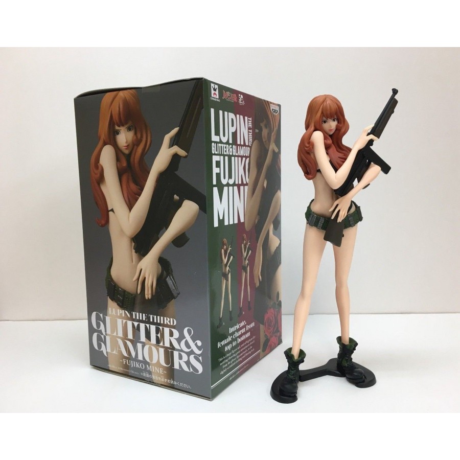 Figure Statue Fujiko Mine 25cm With Machine Gun And Green Belt Glitter Glamours Banpresto Lupin Apecollection