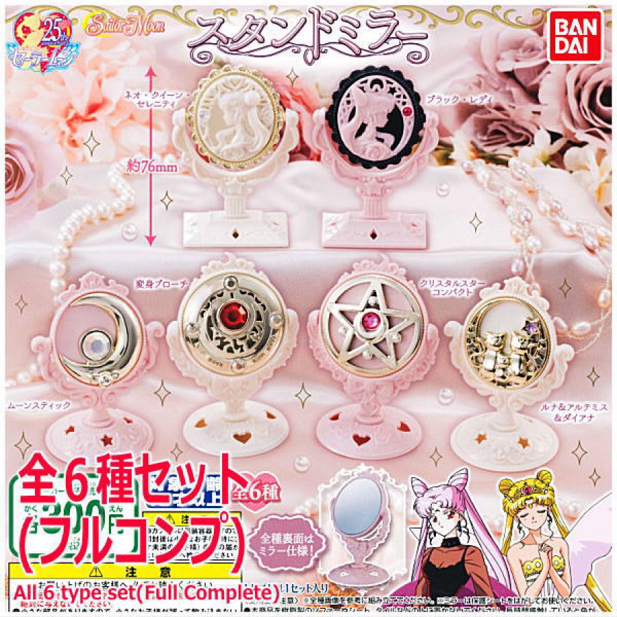 SAILOR MOON Set 6 Miniature SPECCHI Collezione STAND MIRROR Gashapon BANDAI New