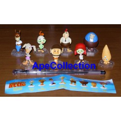 Raro SET 8 Mini Figure Personaggi CHICKEN LITTLE Bobble Head DISNEY Tomy Cake Toppers