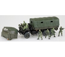 Plastic Model Kit Military JGSDF 3 1/2t TRUCK WITH ADDITIONAL ARMOUR w/6 figures Scale 1/72 AOSHIMA Japan