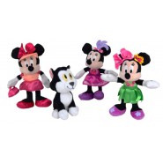 SET COMPLETO 4 Peluche 18cm MINNIE Vestiti Differenti e Gatto Figaro ORIGINALE Ufficiale DISNEY JUNIOR 