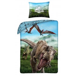 BED SET Duvet Cover  JURASSIC WORLD Dinosaur T-REX Official 140x200 COTTON