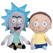 COPPIA Set 2 Peluche RICK and MORTY 25cm sorridenti felici ORIGINALI Ufficiali