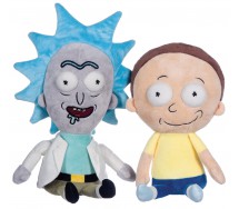 COPPIA Set 2 Peluche RICK and MORTY 25cm sorridenti felici ORIGINALI Ufficiali