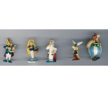 Rare COMPLETE SET 5 Mini Figures ASTERIX Original Obelix Panoramix Falbalà Assurancetourix