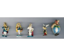 RARO Set Completo 5 Mini Figure ASTERIX Originali Obelix Panoramix Falbalà Assurancetourix