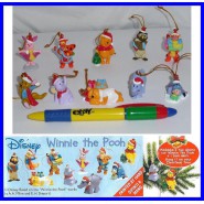 Rare COMPLETE SET 10 Mini Figures WINNIE THE POOH Dangler Christmas Original DISNEY