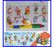 RARO Set Completo 10 Mini Figure WINNIE THE POOH Natale Originali Laccetto Dangler DISNEY