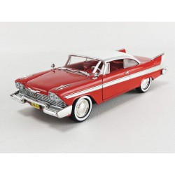 CHRISTINE DieCast Model Car 19cm PLYMOUTH 1958 FURY Red White Clear Glass Scale 1/24 ORIGINAL Greenlight 