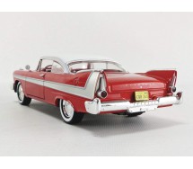 CHRISTINE Modello 19cm DieCast PLYMOUTH 1958 FURY Rossa Bianca Vetri Chiari Scala 1/24 ORIGINALE Greenlight