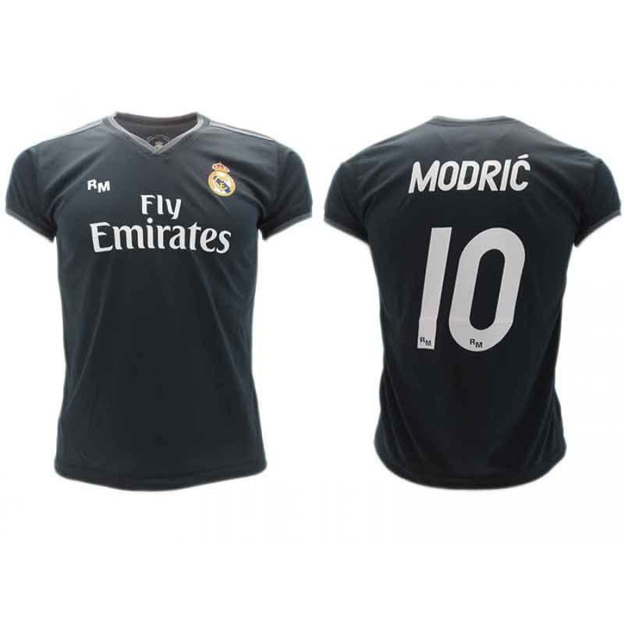Luka MODRIC Number 10 REAL MADRID Away BLACK Jersey 2018/2019 T-SHIRT