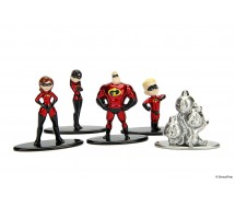 INCREDIBILI 2 Set 5 Mini Figure METALLO 4cm Dash Jack Jack Elastigirl Violet Originali JADA NANO Metalfigs DISNEY Pixar