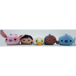SET COMPLETO 5 Mini Peluche LILO e STITCH 8cm Tsum Tsum ORIGINALE Disney Angel Duck Papera Dr. Jumbo