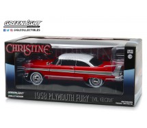 CHRISTINE DieCast Model Car 19cm PLYMOUTH 1958 FURY Red White Dark Glass Evil 1/24 ORIGINAL Greenlight 