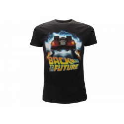 RITORNO AL FUTURO T-Shirt Maglietta Nera DeLorean Outatime UFFICIALE Originale BTTF Back To The Future