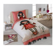 GIRL Doll With RED DRESS Butterflies SINGLE BED SET Original SANTORO Gorjuss Original DUVET COVER 140x200cm Cotton OFFICIAL