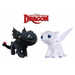 COPPIA Set 2 Peluche FURIA BUIA Sdentato e FURIA CHIARA 30cm da DRAGON TRAINER 3 Film 2019 ORIGINALI Dragons