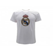 REAL MADRID C.F.  T-Shirt Jersey RMCF White Blanca Blancos Camiseta Logo OFFICIAL Crest