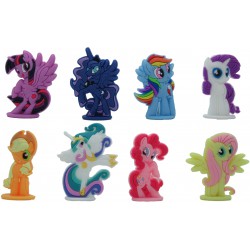 MY LITTLE PONY Set Completo 6 FIGURE Collezione 3D FIGURINES con Base HASBRO Gashapon ORIGINALI