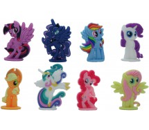 MY LITTLE PONY Set Completo 6 FIGURE Collezione 3D FIGURINES con Base HASBRO Gashapon ORIGINALI