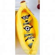 BANANA Contenente 3 MINIONS PELUCHE 10cm