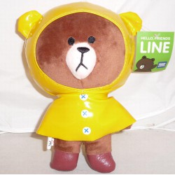 Peluche ORSETTO ORSO con IMPERMEABILE GIALLO 20cm da HELLO FRIENDS LINE Nuovo