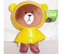 Peluche ORSETTO ORSO con IMPERMEABILE GIALLO 20cm da HELLO FRIENDS LINE Nuovo