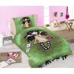Girl Doll With Green Dress Single Bed Set Original Santoro
