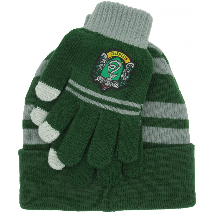 Harry Potter Slytherin Knit Winter Warm Gloves Deathly Hallows Costume Gift 