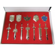 THE LEGEND OF ZELDA Box 7 Swords and 5 Shields Jewels NECKLACE