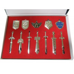THE LEGEND OF ZELDA Box Contenente 7 Spade e 5 Scudi Gioielli COLLANA 