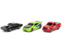 FAST AND FURIOUS Set 3 Diversi MINI Modellini AUTO 4cm Dodge Charger Eclipse e Ford F-150 NANO Hollywood Rides DIE CAST Jada