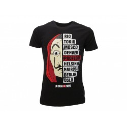 LA CASA DI CARTA T-Shirt Maglietta NOMI CITTA' Maschera Dali ORIGINALE