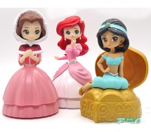 DISNEY PRINCESS Set 3 FIGURES Ariel Belle Jasmine CAPCHARA Heroine Doll BANDAI Gashapon