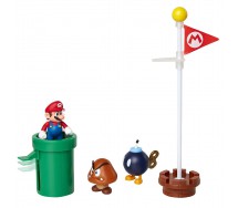 Diorama ACORN PLAINS Con Figura di SUPER MARIO e altre 2 Figure Con Accessori Jakks Pacific