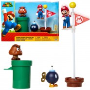 Diorama ACORN PLAINS Con Figura di SUPER MARIO e altre 2 Figure Con Accessori Jakks Pacific