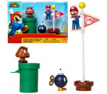 Diorama ACORN PLAINS Con Figura di SUPER MARIO e altre 2 Figure Con Accessori Jakks Pacific