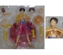 ONE PIECE Figura Statua Monkey D Luffy Rufy Giacca Gialla 23cm Con Molti Accessori