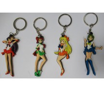 SAILOR MOON Set 4 FIGURE Collezione Portachiavi Gomma Morbidi 8cm Mercury Mars Jupiter Venus Salior 