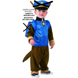 SENZA CAPPELLO E ZAINO - Solo COSTUME Carnevale CHASE da PAW PATROL Taglia SMALL 3-4 ANNI