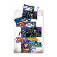 BED SET Original JUSTICE LEAGUE Cartoons Superman Flash Batman Duvet Cover 160x200cm + 70x80cm 100% Cotton