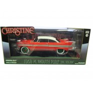 CHRISTINE DieCast Model Car 19cm PLYMOUTH 1958 FURY Red White Blacked Out Windows GREEN WHEEL CHASE 1/24 ORIGINAL Greenlight 