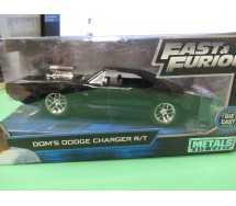 BOX DAMAGED - FAST & FURIOUS Model Dom's 1970 DODGE CHARGER R/T GLOSSY BLACK Version Scale 1:24 Original JADA Collector Serie