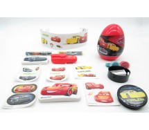 CARS Set Completo 6 Sorprese Matite Adesivi Gomme Scuola Elemantari Gashapon