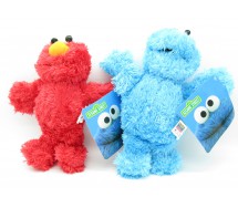 PAIR 2 Plush Plushies 26cm SESAME STREET Elmo Cookie Monster Furry ORIGINAL Muppets